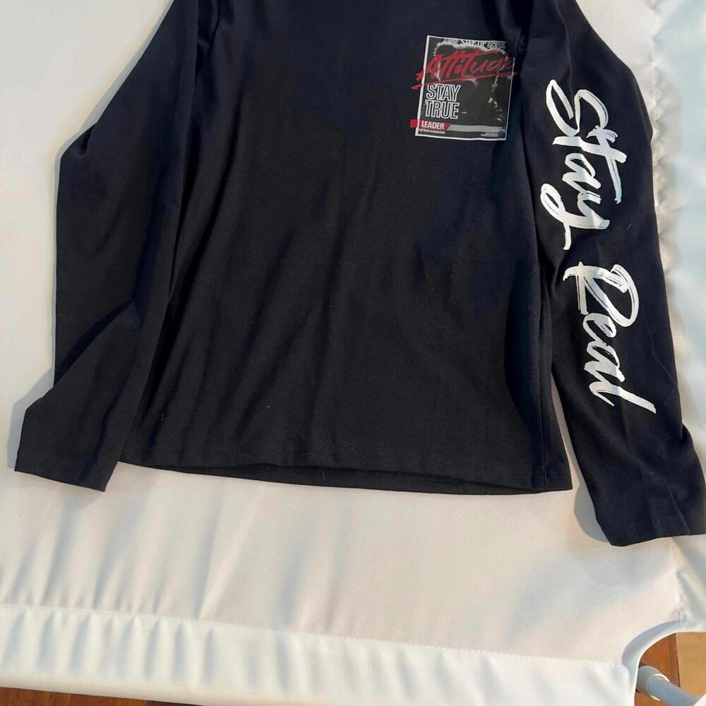 boys long sleeve t-shirt black Stay True 14/16 100% cotton new